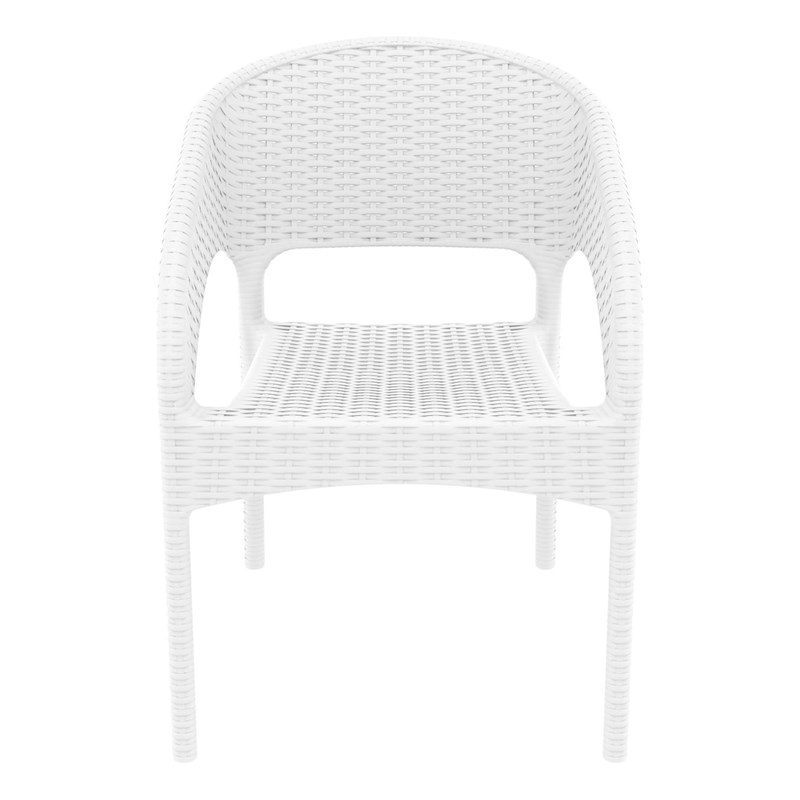 Compamia Panama Resin Wickerlook Patio Dining Arm Chair in White