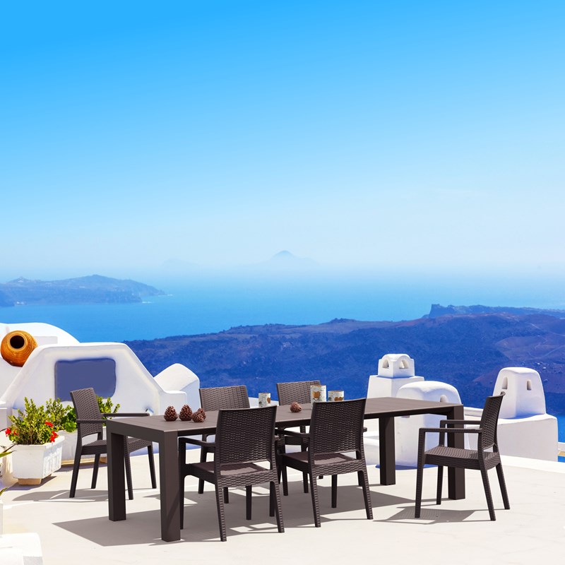 Compamia Ibiza Resin Wickerlook Patio Dining Arm Chair in Brown