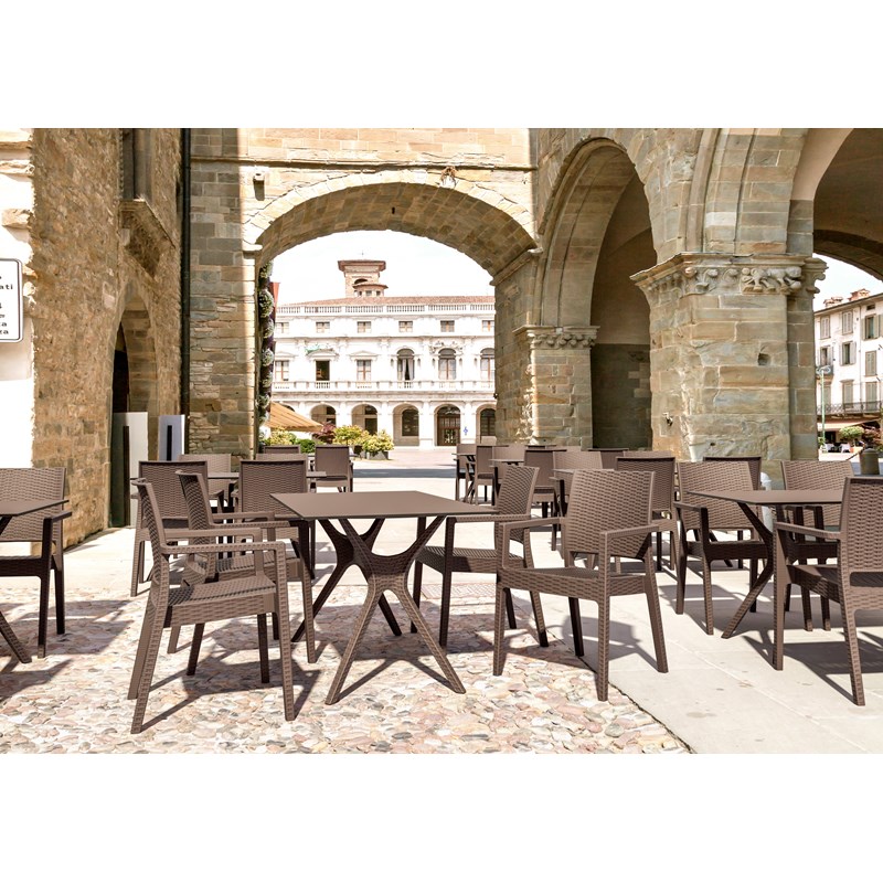Compamia Ibiza Resin Wickerlook Patio Dining Arm Chair in Brown