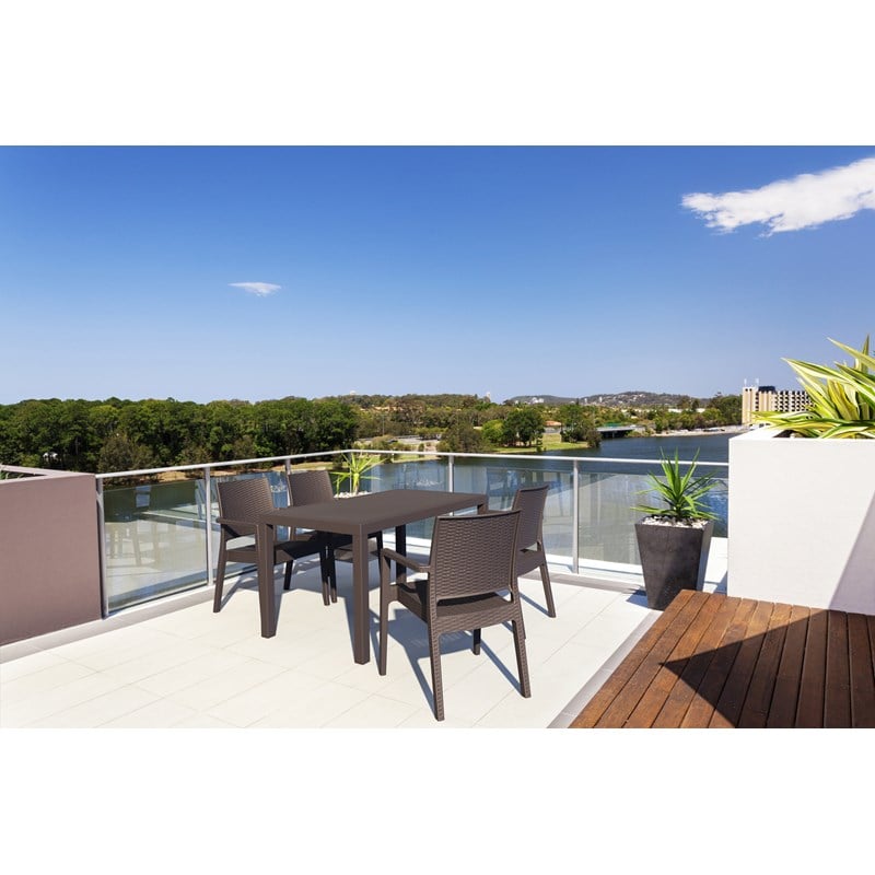 Compamia Ibiza Resin Wickerlook Patio Dining Arm Chair in Brown