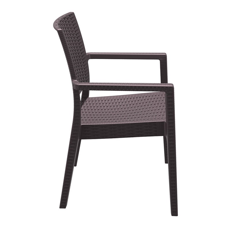 Compamia Ibiza Resin Wickerlook Patio Dining Arm Chair in Brown