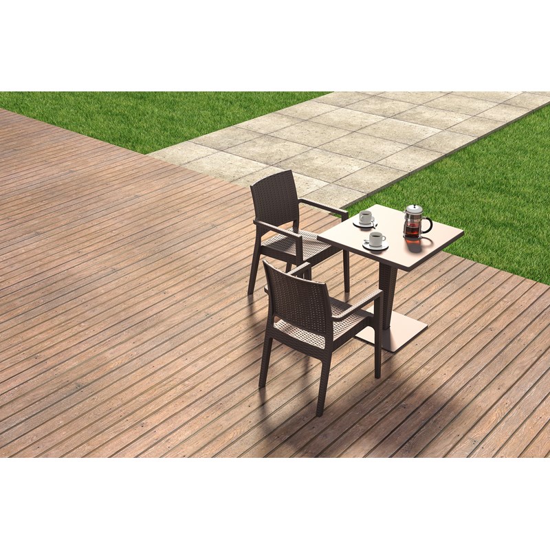 Compamia Ibiza Resin Wickerlook Patio Dining Arm Chair in Brown