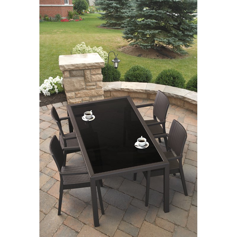 Compamia Ibiza Resin Wickerlook Patio Dining Arm Chair in Brown