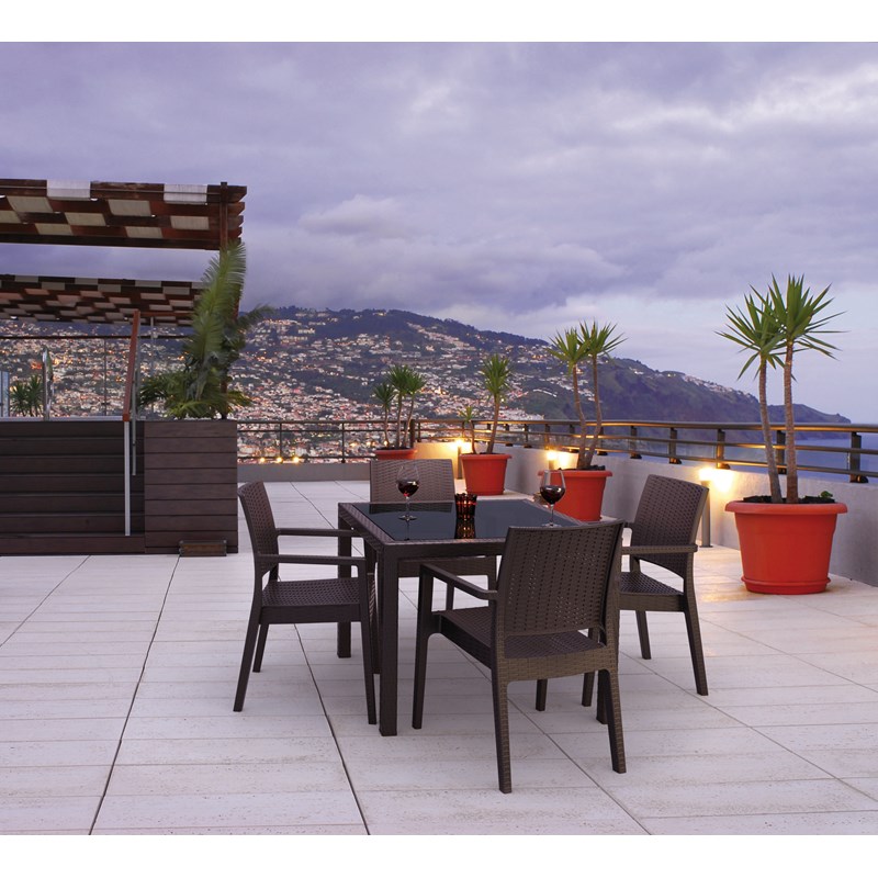 Compamia Ibiza Resin Wickerlook Patio Dining Arm Chair in Brown