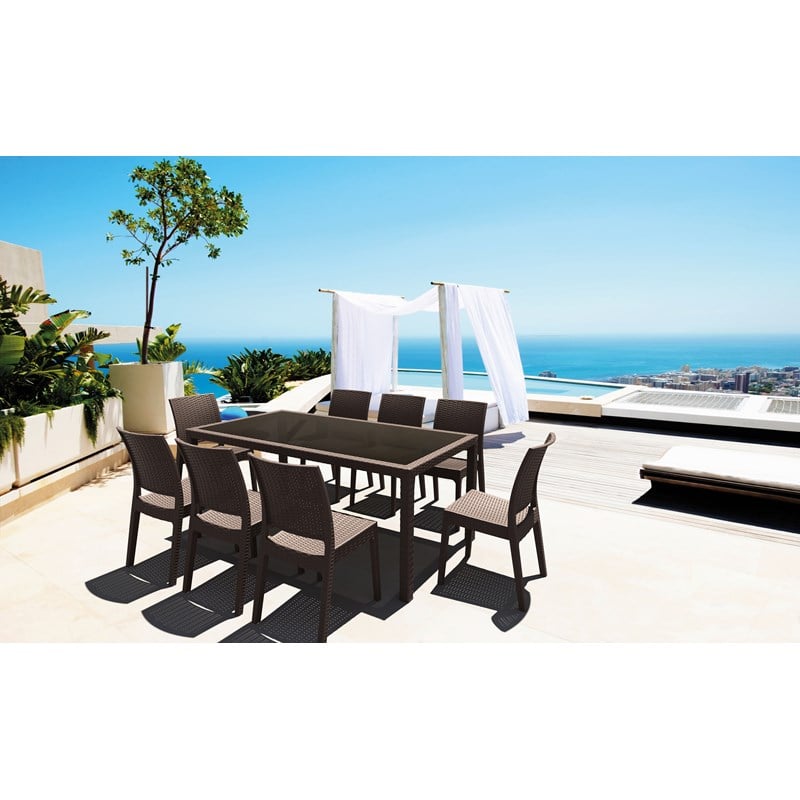 Compamia Florida Resin Wickerlook Patio Dining Chair in Brown