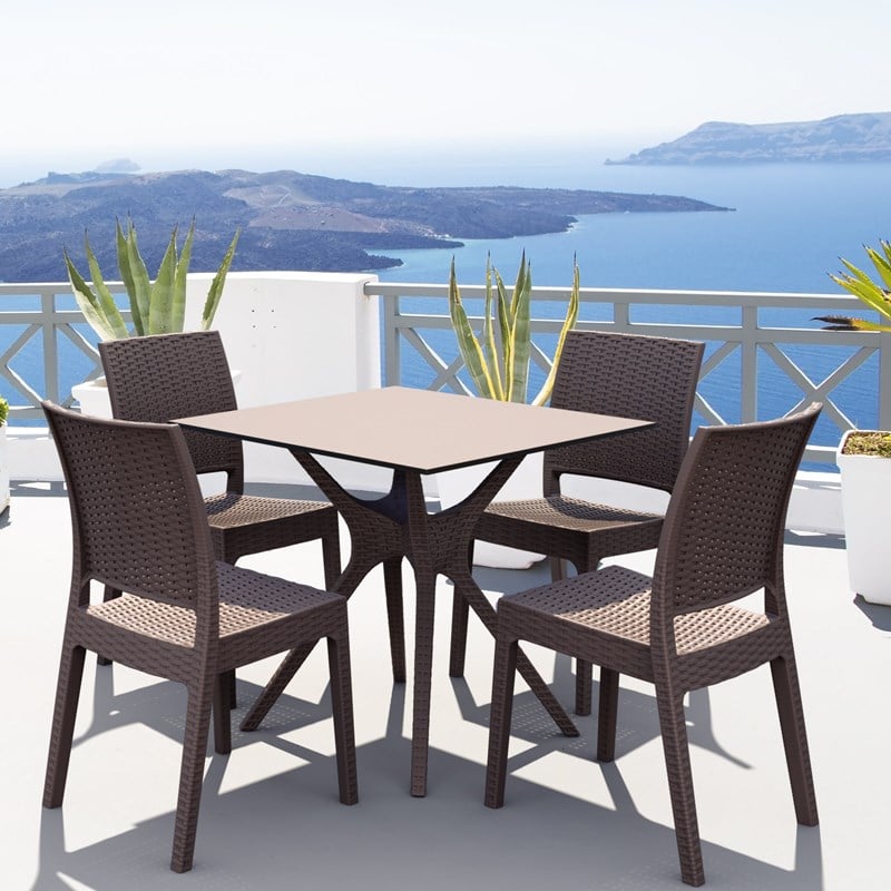 Compamia Florida Resin Wickerlook Patio Dining Chair in Brown