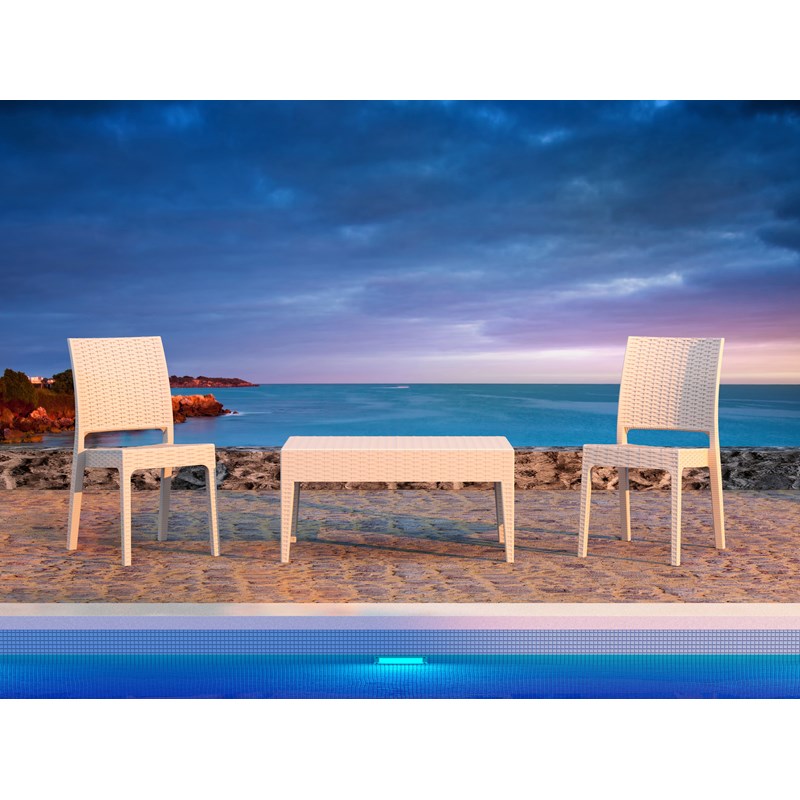 Compamia Florida Resin Wickerlook Patio Dining Chair in White