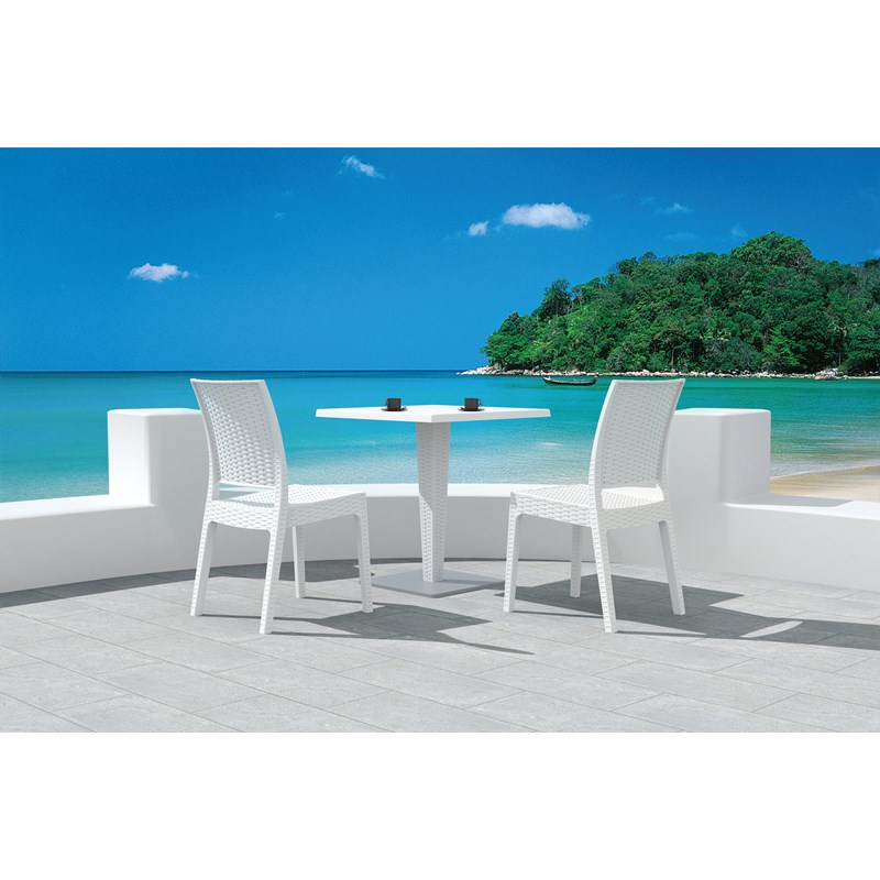 Compamia Florida Resin Wickerlook Patio Dining Chair in White