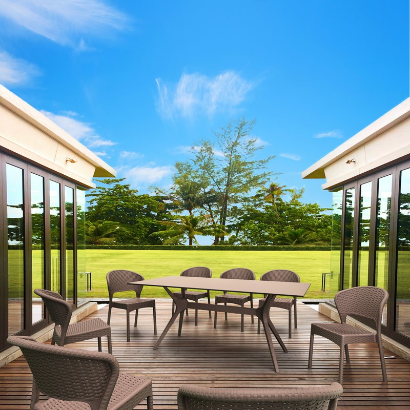 Compamia Daytona Resin Wickerlook Patio Dining Chair in Brown