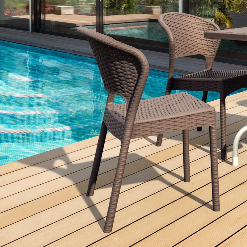 Compamia Daytona Resin Wickerlook Patio Dining Chair in Brown