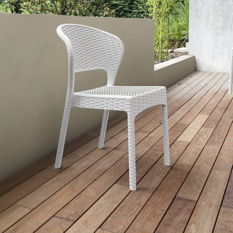 Compamia Daytona Resin Wickerlook Patio Dining Chair in White