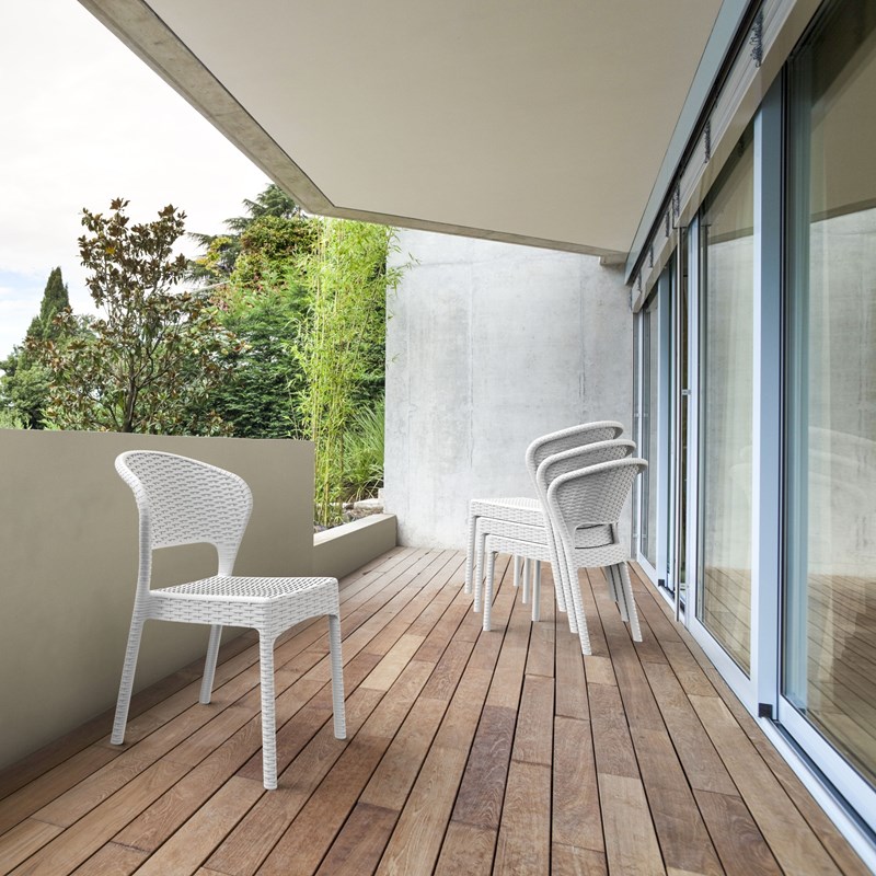 Compamia Daytona Resin Wickerlook Patio Dining Chair in White