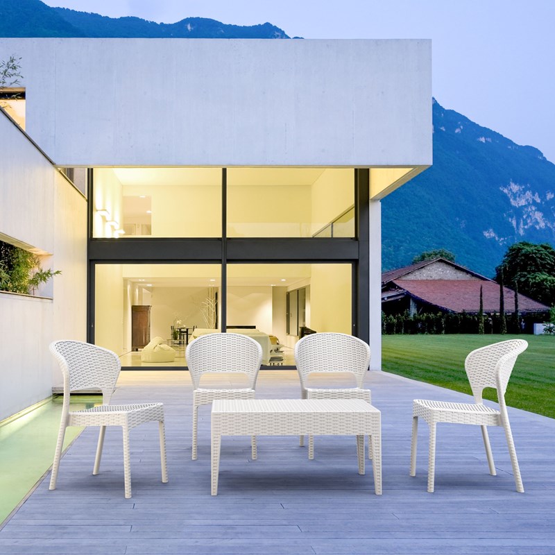Compamia Daytona Resin Wickerlook Patio Dining Chair in White