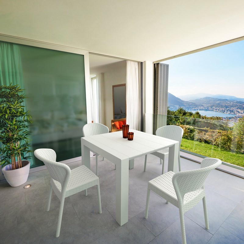 Compamia Daytona Resin Wickerlook Patio Dining Chair in White