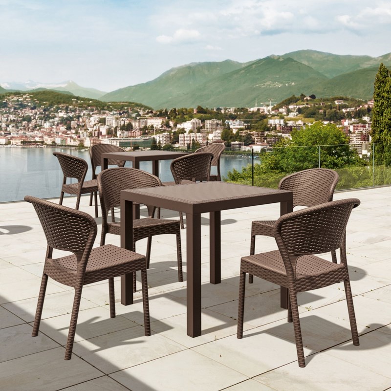 Compamia Daytona 5 Piece Square Wickerlook Patio Dining Set in Brown