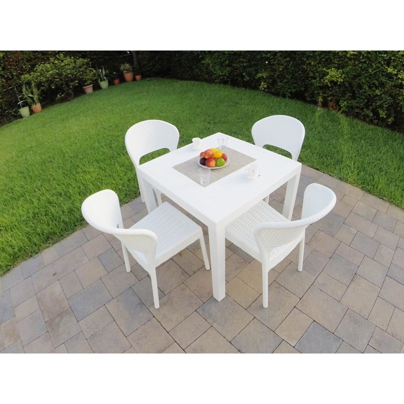 Compamia Daytona 5 Piece Patio Dining Set in White