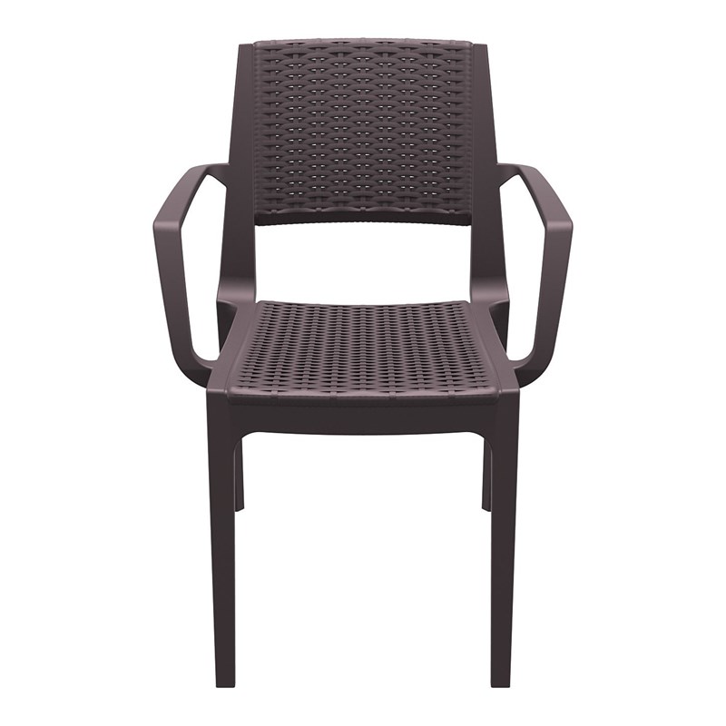 Compamia Capri Resin Patio Dining Arm Chair in Brown