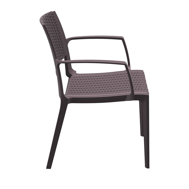 Compamia Capri Resin Patio Dining Arm Chair in Brown