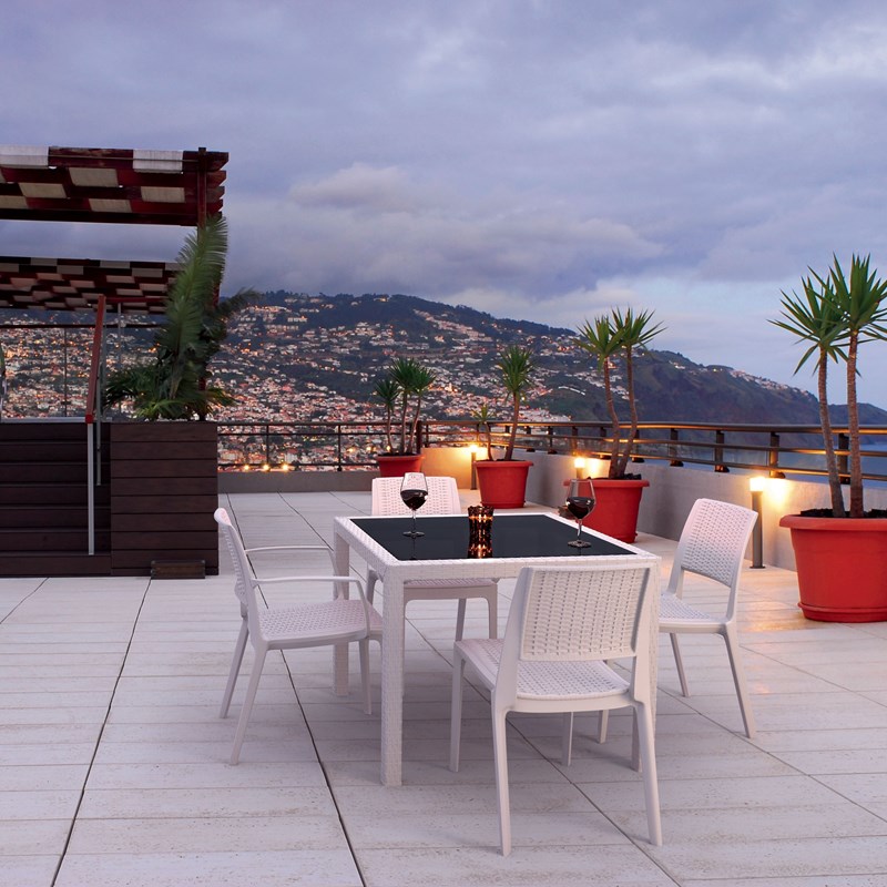 Compamia Capri Resin Patio Dining Arm Chair in White