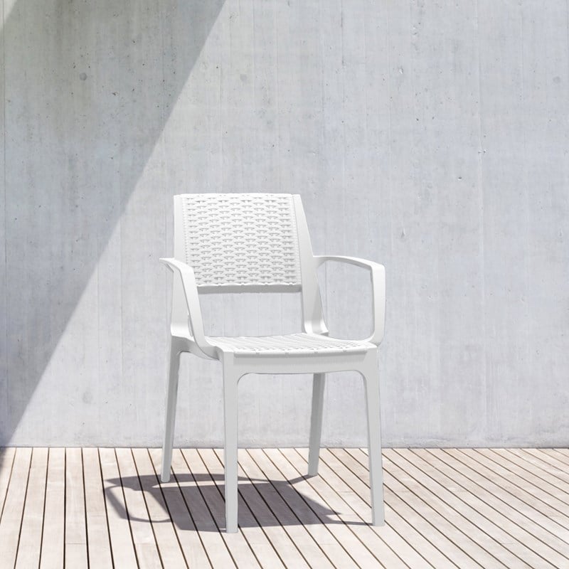 Compamia Capri Resin Patio Dining Arm Chair in White