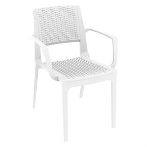 Compamia Capri Resin Patio Dining Arm Chair in White