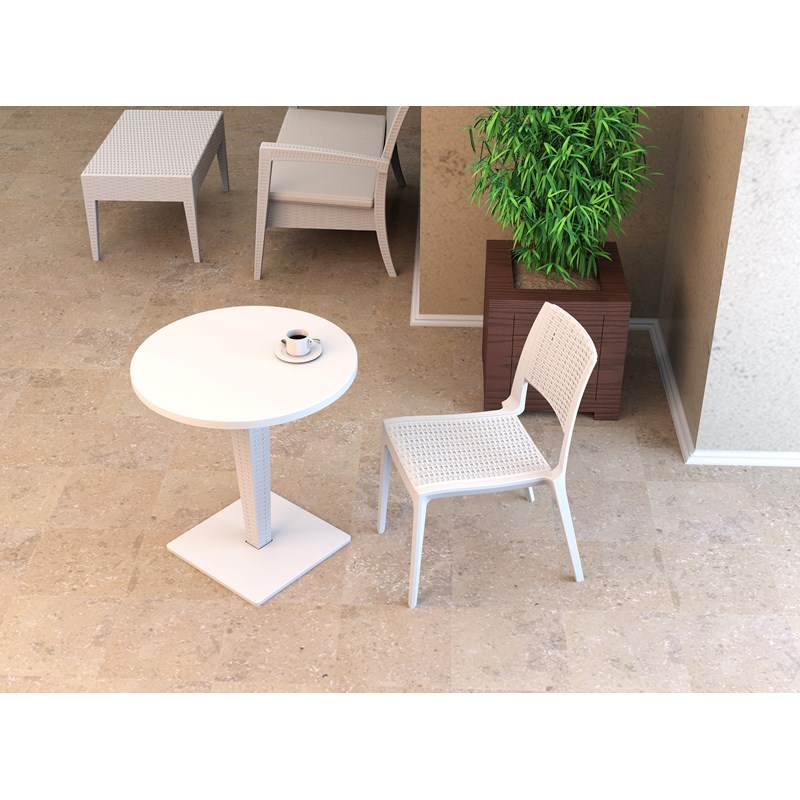 Compamia Verona Resin Wickerlook Patio Dining Chair in White