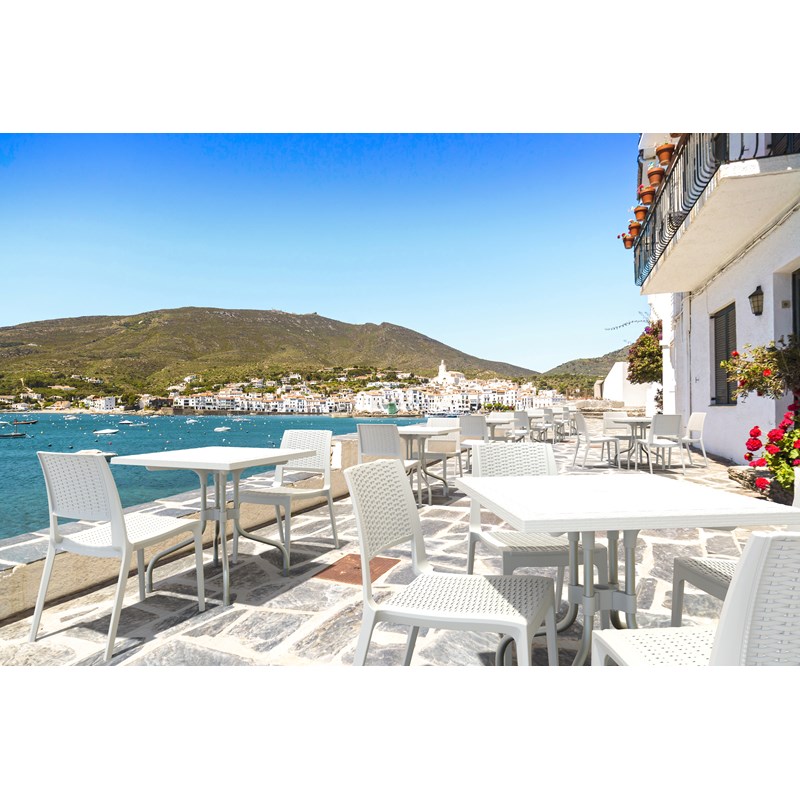 Compamia Verona Resin Wickerlook Patio Dining Chair in White