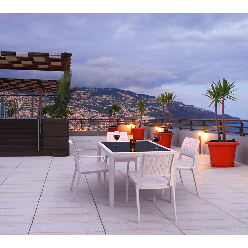 Compamia Verona Resin Wickerlook Patio Dining Chair in White