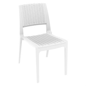 Compamia Verona Resin Wickerlook Patio Dining Chair in White