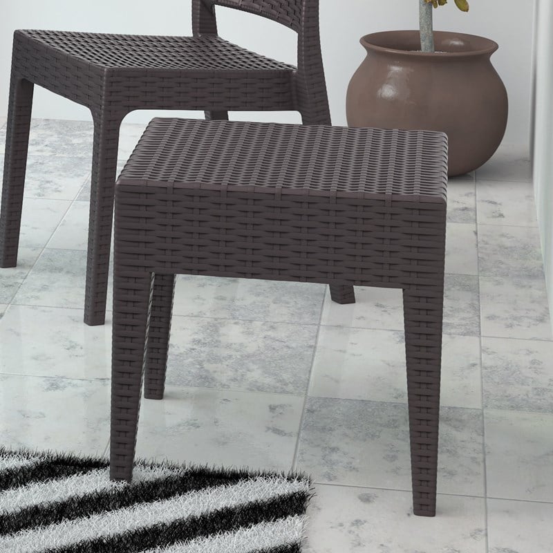 Compamia Miami Square Resin Patio Side Table in Brown