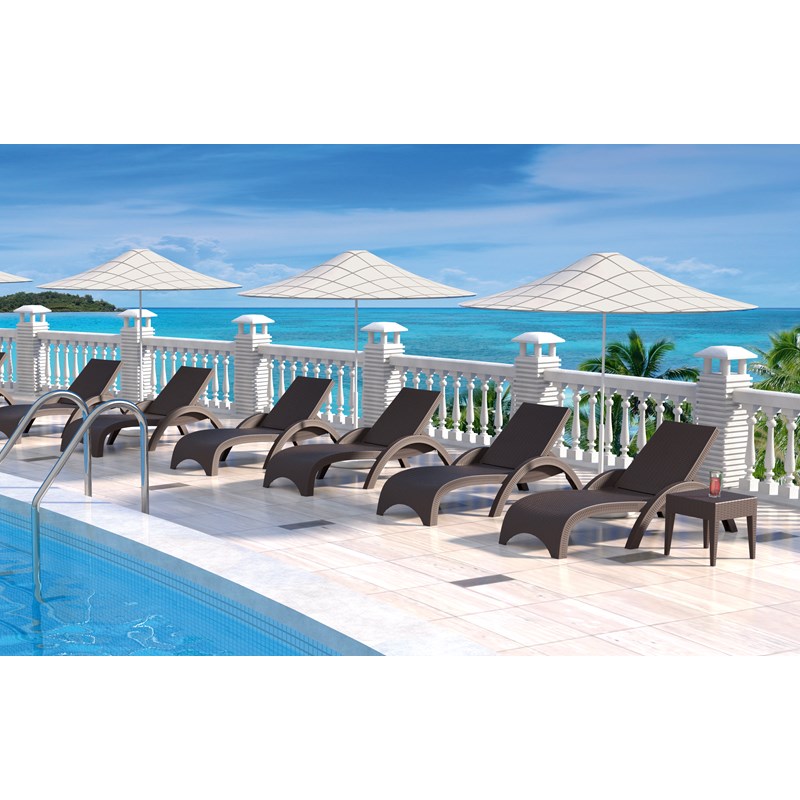 Compamia Miami Resin Wickerlook Patio Chaise Lounge in Brown