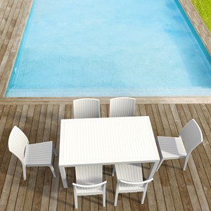 Compamia Orlando 7 Piece Wickerlook Patio Dining Set in White