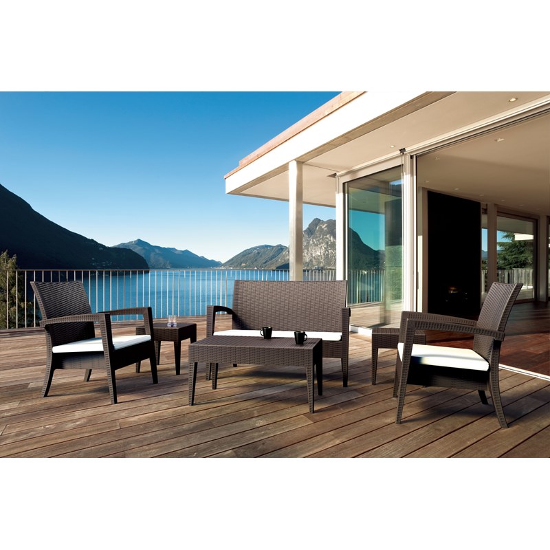 Compamia Miami 6 Piece Resin Patio Conversation Set in Brown