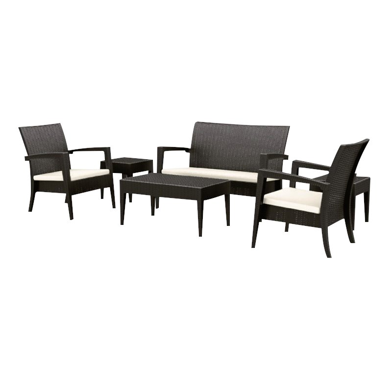 Compamia Miami 6 Piece Resin Patio Conversation Set in Brown