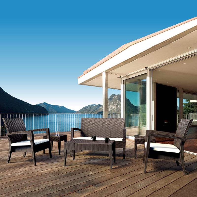 Compamia Miami 6 Piece Resin Patio Conversation Set in Brown