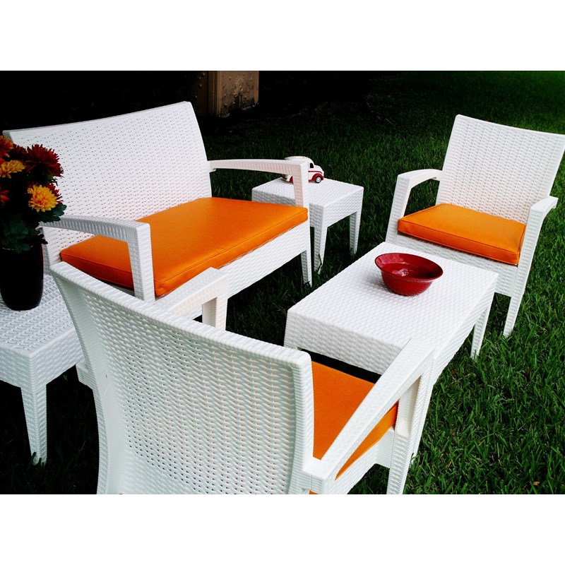 Compamia Miami 6 Piece Resin Patio Conversation Set in White