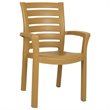 Compamia Marina Patio Dining Arm Chair in Teak Brown