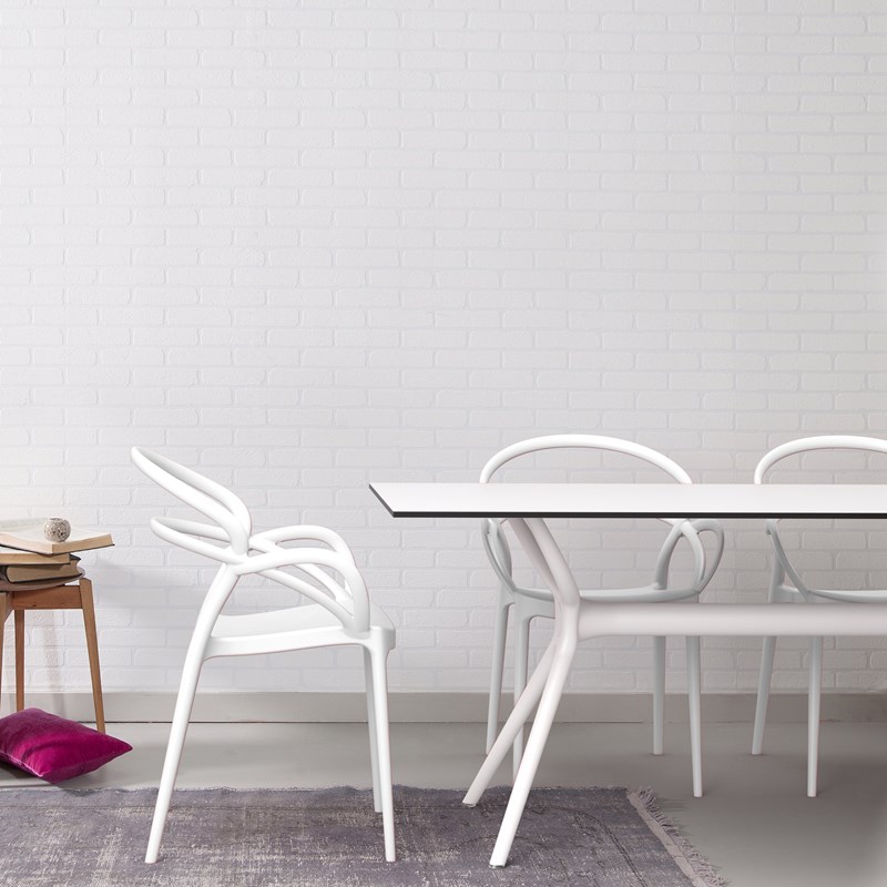Compamia Mila Dining Arm Chair in White