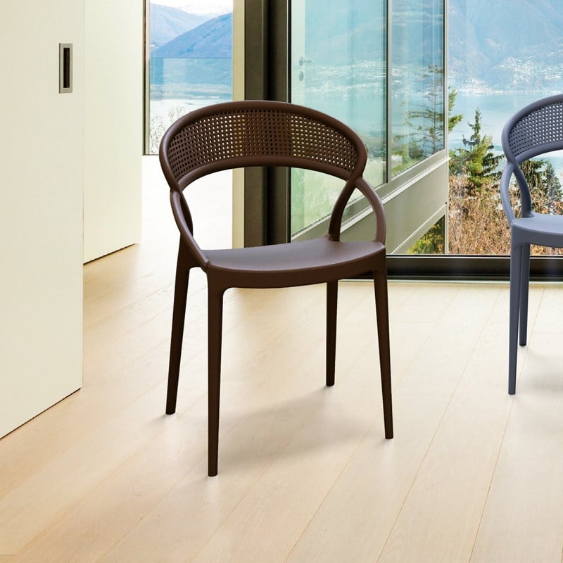 Compamia Sunset Patio Dining Chair in Brown