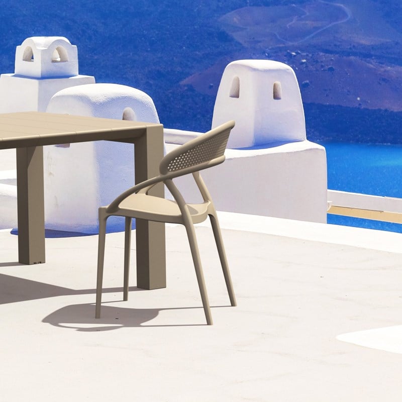 Compamia Sunset Patio Dining Chair in Taupe