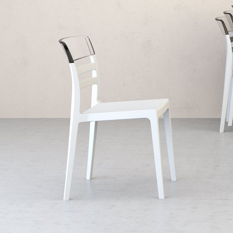 Compamia Moon Patio Dining Chair in White Transparent Clear