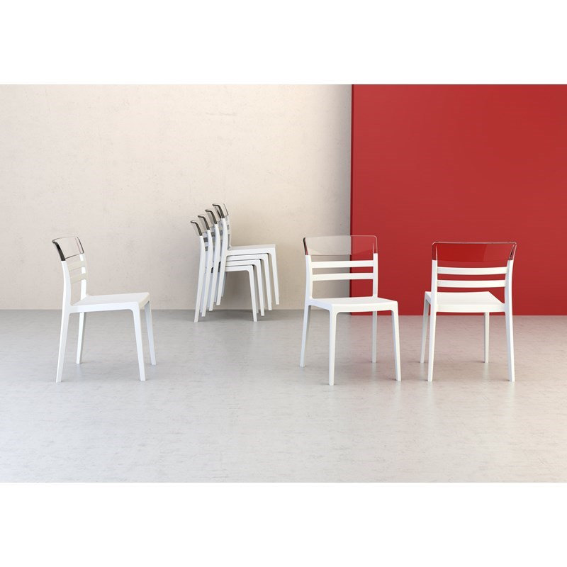 Compamia Moon Patio Dining Chair in White Transparent Clear