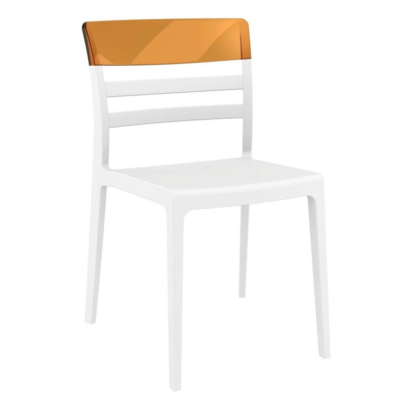 Compamia Moon Patio Dining Chair in White Transparent Amber