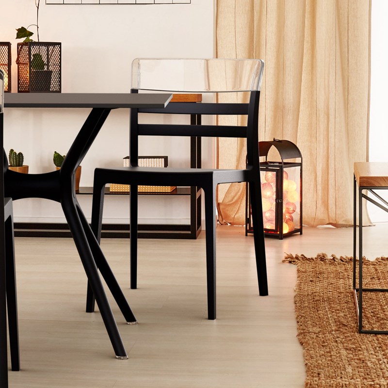 Compamia Moon Patio Dining Chair in Black Transparent Clear