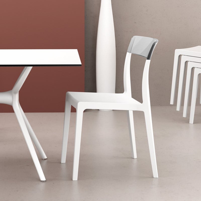 Compamia Flash Patio Dining Chair in White Transparent Clear