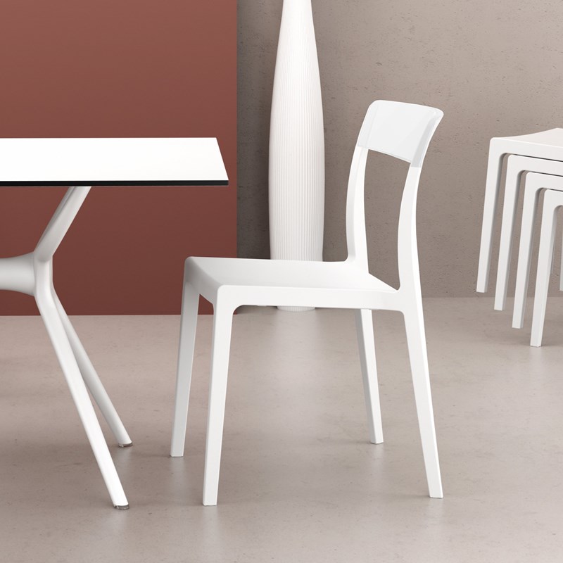 Compamia Flash Patio Dining Chair in White Glossy White