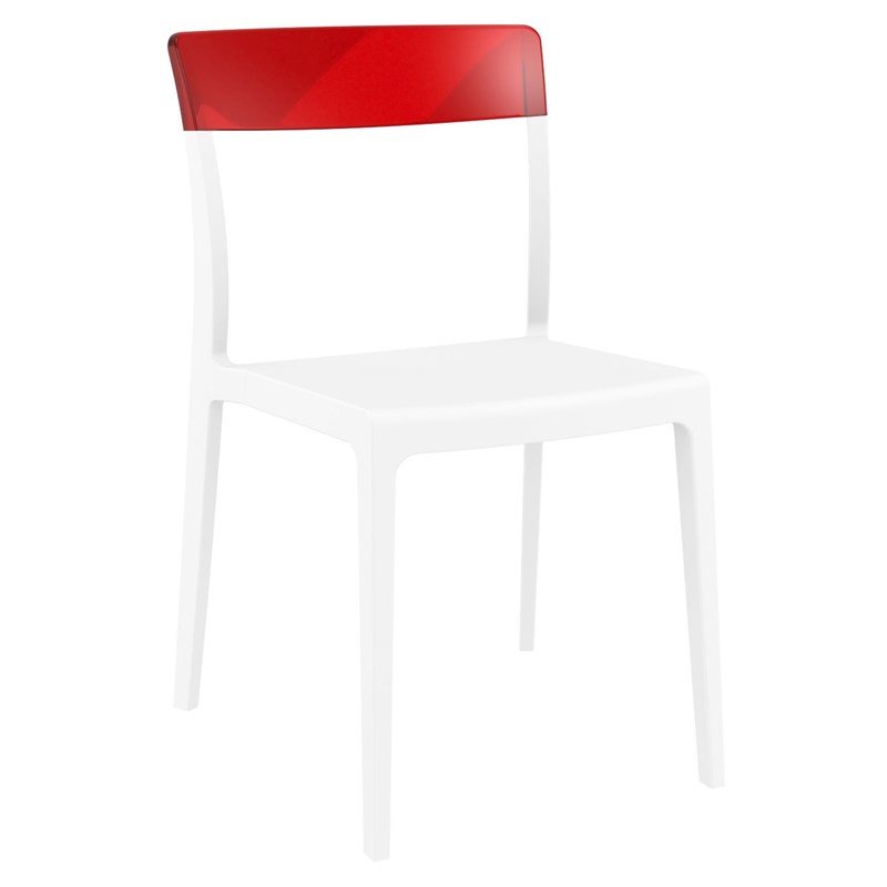 Compamia Flash Patio Dining Chair in White Transparent Red