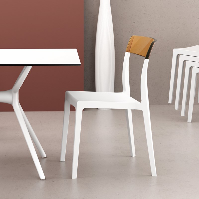 Compamia Flash Patio Dining Chair in White Transparent Amber