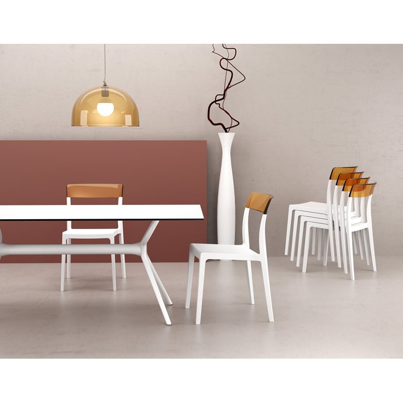 Compamia Flash Patio Dining Chair in White Transparent Amber