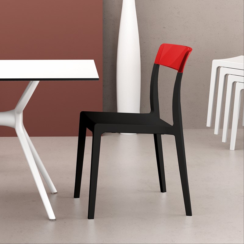Compamia Flash Patio Dining Chair in Black Transparent Red